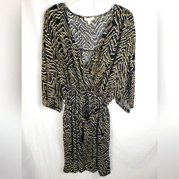 Loralette Green/Black Printed Crossover Bohemian Peasant Dress Sz 18/20 - Picture 1 of 8